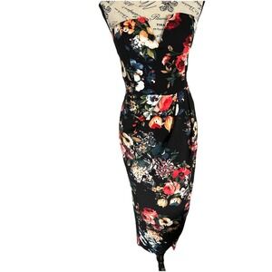 Women's Sleeveless Floral Pencil Maxi  Dress M Layered Romantic V Neck Colorful